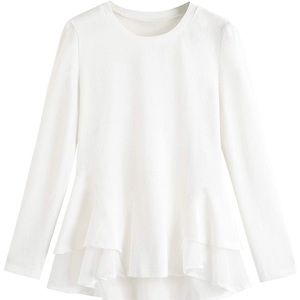 White peplum layered long sleeve top shirt new szS